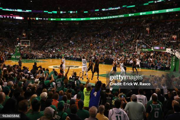 Playoffs: Rear view of Boston Celtics Marcus Morris in action, shooting vs Cleveland Cavaliers at TD Garden. Game 7. Boston, MA 5/27/2018 CREDIT:...