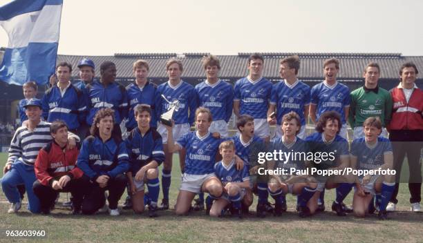 Millwall players line up to celebrate becoming champions after the Barclays League Division Two match between Millwall and Blackburn Rovers at The...