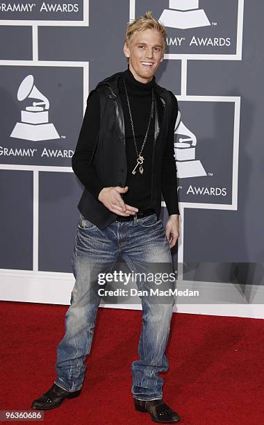 Aaron Carter arrives at the 52nd Annual GRAMMY Awards held at Staples Center on January 31, 2010 in Los Angeles, California.