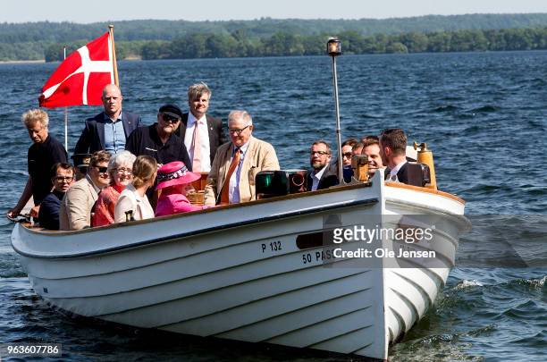 Queen Margrethe of Denmark arrives with a small boat to the landing stage in Esrum to the inauguration site for the new national park on May 29th...