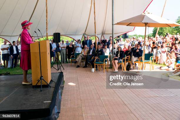 Queen Margrethe of Denmark holds the inagguration speech for the new national park on May 29th 2018 in Esrum, Denmark. The new national park, which...