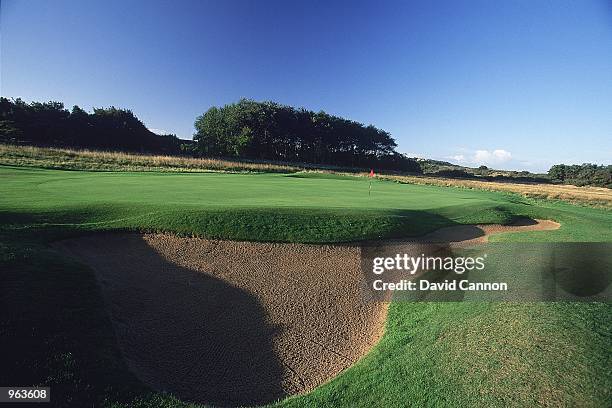 General view of the Par 4, 1st hole at the Muirfield Golf and Country Club at Gullane in Edinburgh, Scotland. \ Mandatory Credit: David Cannon...