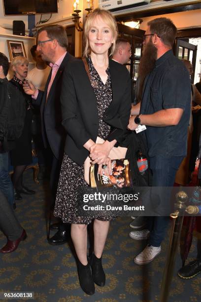 Hattie Morahan arrives at the press night performance of "Consent" at the Harold Pinter Theatre on May 29, 2018 in London, England.