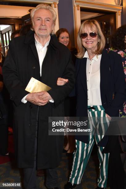 Leigh Lawson and Twiggy arrive at the press night performance of "Consent" at the Harold Pinter Theatre on May 29, 2018 in London, England.