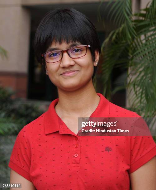 Second All India topper Writika celebrate pose for a picture after Central Board of Secondary Education declared class 10th results, on May 29, 2018...