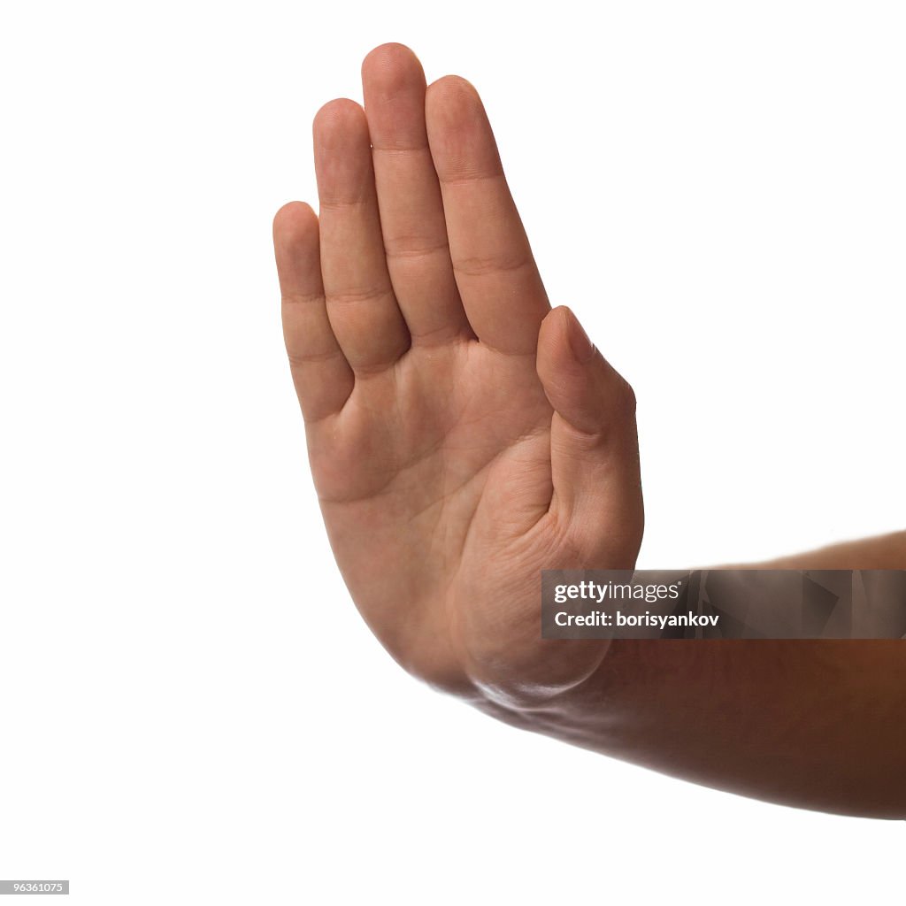 Hand Helt Out A Closeup Of A Hand Held Out Signaling To Stop High-Res Stock Photo ...