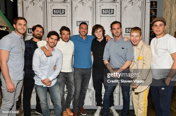 Blake Jenner, Eric Borsuk, Spencer Reinhard, Bart Layton, Chas Allen, Evan Peters, Warren Lipka, Barry Keoghan and Jared Abrahamson attend the Build...