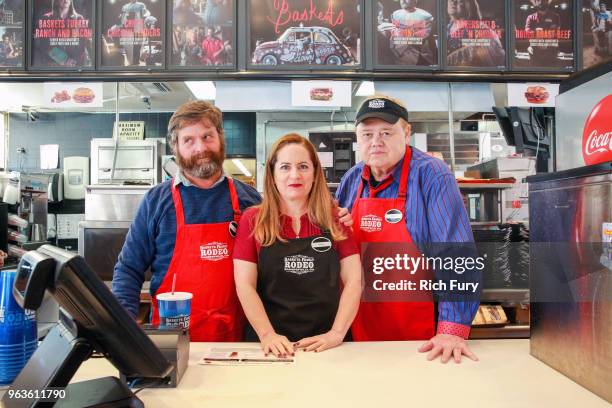 Zach Galifianakis, Martha Kelly and Louie Anderson participate in the FYC event for FX's "Baskets" at Arby's on May 29, 2018 in Los Angeles,...