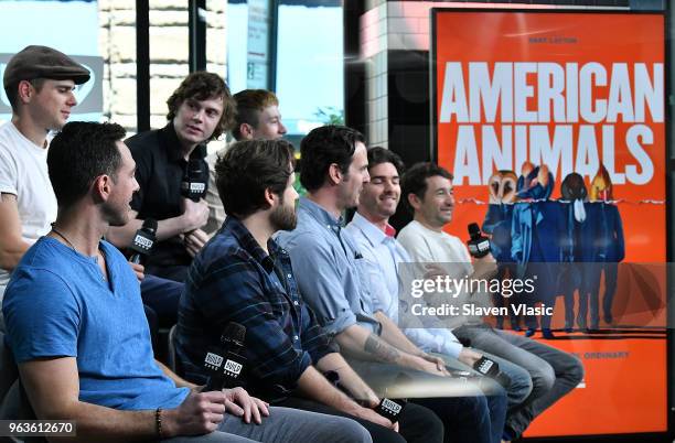 Blake Jenner, Eric Borsuk, Spencer Reinhard, Bart Layton, Chas Allen, Evan Peters, Warren Lipka, Barry Keoghan and Jared Abrahamson attend the Build...