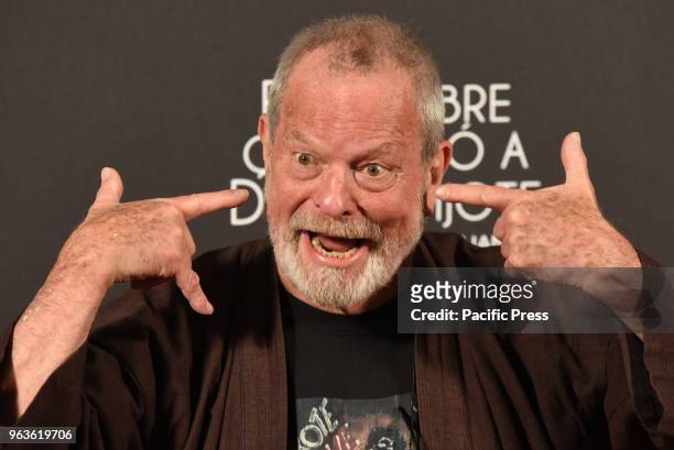 The British actor, screenwriter and film director Terry Gilliam poses for media during the premiere 'The Man Who Killed Don Quixote' in Madrid.