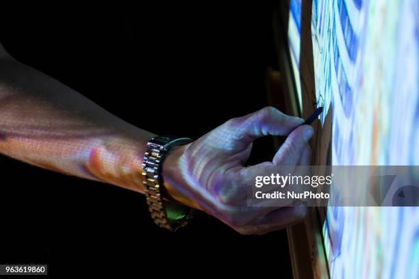 Performance of two Spanish painters where they show how they did their work during the presentation of the 'Loving Pablo' DVD at El Corte Ingles de...