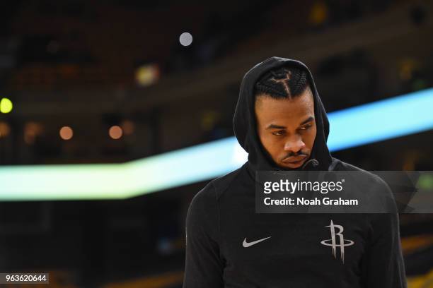 Gerald Green of the Houston Rockets looks on against the Golden State Warriors during Game Six of the Western Conference Finals during the 2018 NBA...
