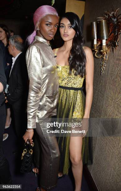 Leomie Anderson and Neelam Gill attend the Dior Backstage launch party at Loulou's on May 29, 2018 in London, England.