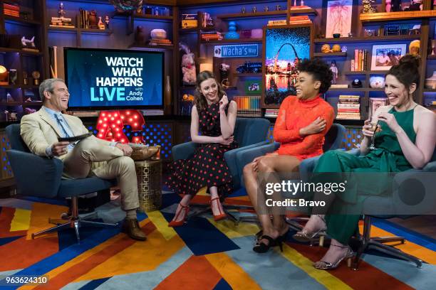 Pictured : Andy Cohen, Gillian Jacobs, Phoebe Robinson and Vanessa Bayer --