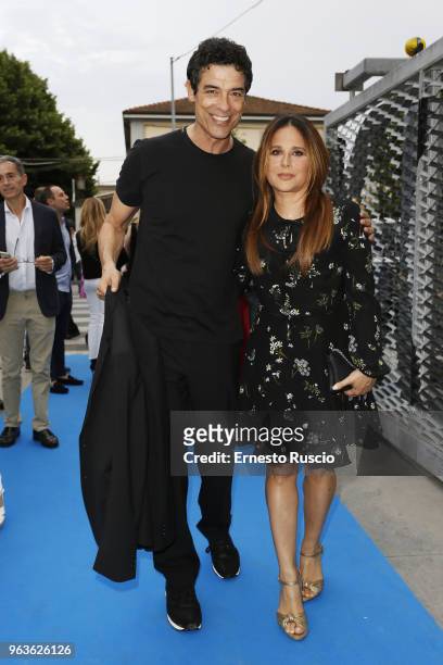Alessandro Gassmann and Sabrina Knaflitz attend a photocall ahead of the Nastri D'Argento nominees presentation at Maxxi Museum on May 29, 2018 in...