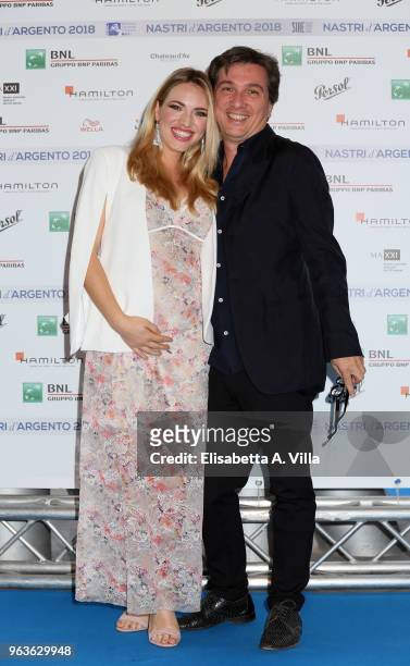 Carolina Rey and Roberto Cipullo attend a photocall ahead of the Nastri D'Argento nominees presentation at Maxxi Museum on May 29, 2018 in Rome,...