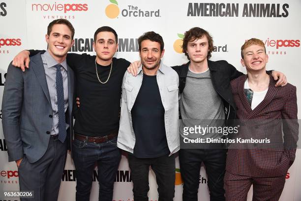 Blake Jenner, Jared Abrahamson, director Bart Layton, Evan Peters and Barry Keoghan attend the "American Animals" New York Premiere at Regal Union...