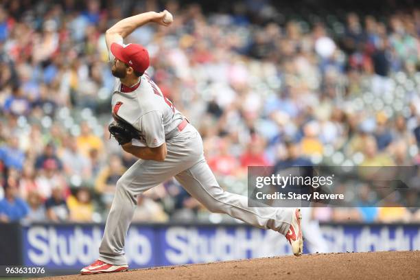 Michael Wacha of the St. Louis Cardinals throws a pitch during the first inning of a game against the Milwaukee Brewers at Miller Park on May 29,...