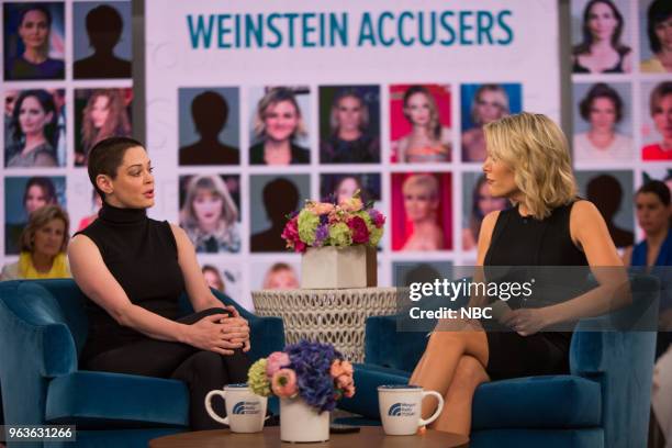 Pictured: Rose McGowan and Megyn Kelly on Friday, May 25, 2018 --