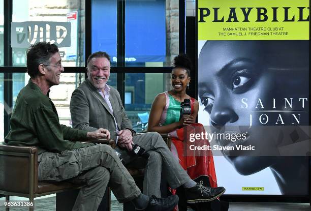 Actors John Glover, Patrick Page and Condola Rashad attend the Build Series to discuss the Broadway show "Saint Joan" at Build Studio on May 29, 2018...