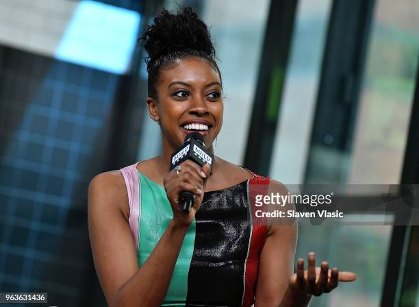 Actor Condola Rashad attends the Build Series to discuss the Broadway show "Saint Joan" at Build Studio on May 29, 2018 in New York City.