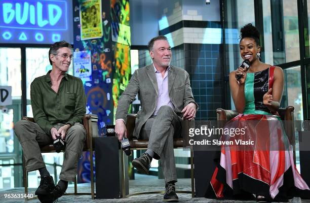 Actors John Glover, Patrick Page and Condola Rashad attend the Build Series to discuss the Broadway show "Saint Joan" at Build Studio on May 29, 2018...