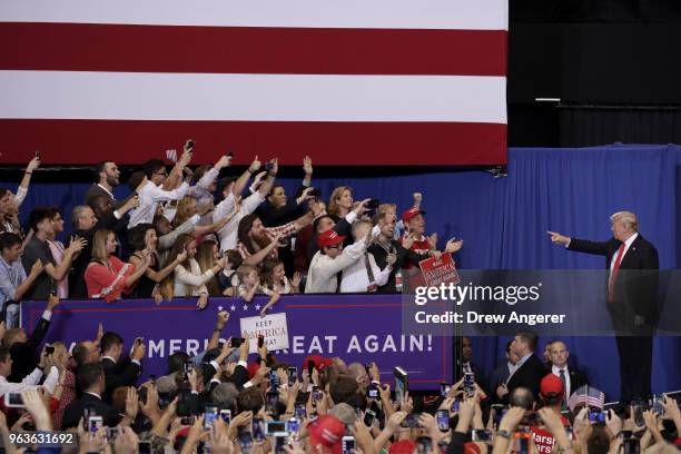 President Donald Trump arrives for a rally at the Nashville Municipal Auditorium, May 29, 2018 in Nashville, Tennessee. Earlier in the day, President...