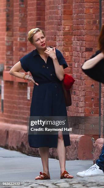 Actress Michelle Williams is seen on the set of After The Wedding on May 29, 2018 in New York City.