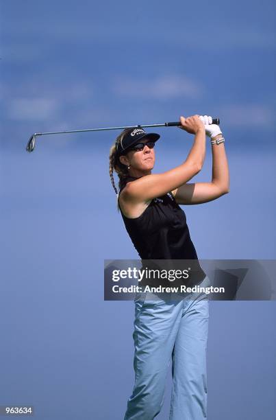 Jill McGill of the USA in action during the Evian Masters held at the Royal Evian Golf Club, in Evian-les-Bains, France. \ Mandatory Credit: Andrew...