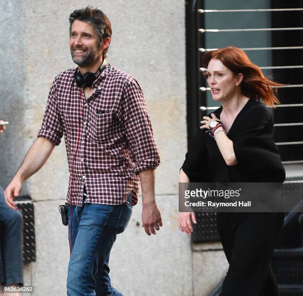 Bart Freundlich and Julianne Moore are seen on the set of After The Wedding on May 29, 2018 in New York City.