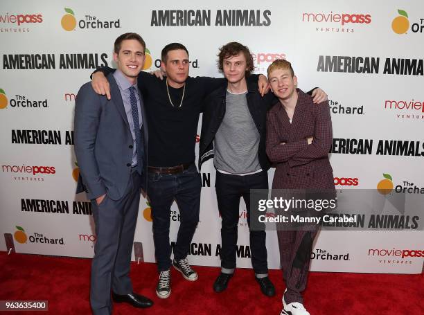 Blake Jenner, Jared Abrahamson, Evan Peters and Barry Keoghan attend the New York Premiere of "American Animals" at Regal Union Square on May 29,...