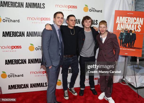 Blake Jenner, Jared Abrahamson, Evan Peters and Barry Keoghan attend the New York Premiere of "American Animals" at Regal Union Square on May 29,...