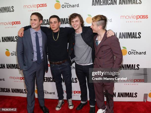 Blake Jenner, Jared Abrahamson, Evan Peters and Barry Keoghan attend the New York Premiere of "American Animals" at Regal Union Square on May 29,...
