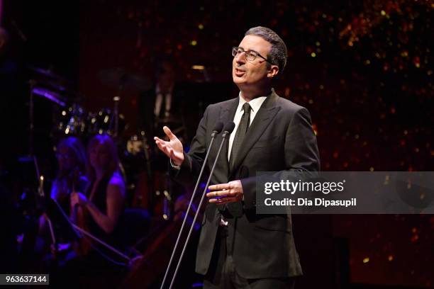 Comedian John Oliver speaks onstage during Lincoln Center's American Songbook Gala at Alice Tully Hall on May 29, 2018 in New York City.