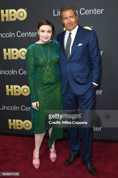 Actress Lena Dunham and gala honoree Richard Plepler attend Lincoln Center's American Songbook Gala at Alice Tully Hall on May 29, 2018 in New York...