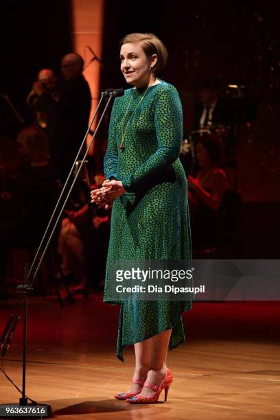 Actress Lena Dunham speaks onstage during Lincoln Center's American Songbook Gala at Alice Tully Hall on May 29, 2018 in New York City.