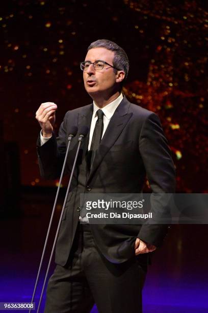 Comedian John Oliver speaks onstage during Lincoln Center's American Songbook Gala at Alice Tully Hall on May 29, 2018 in New York City.