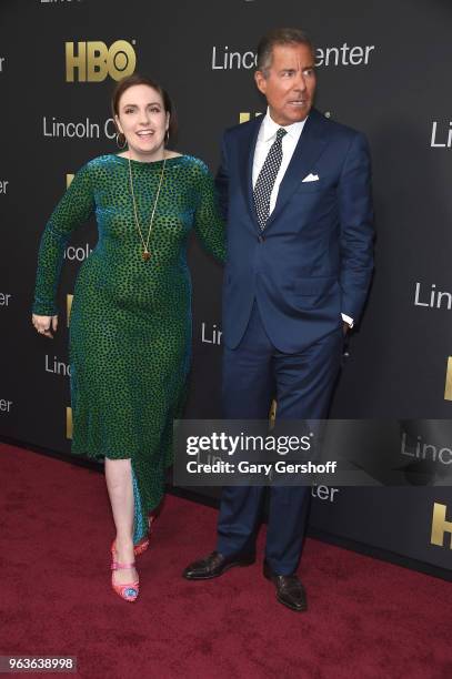 Actress Lena Dunham and honoree, Chairman & CEO of HBO Richard Plepler attend the 2018 Lincoln Center American Songbook gala honoring HBO's Richard...