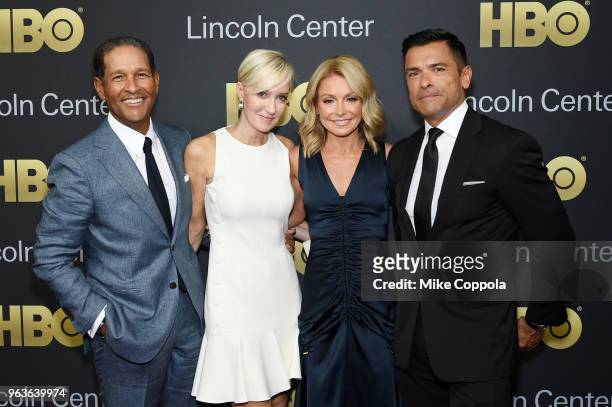Bryant Gumbel, Hilary Quinlan, Kelly Ripa and Mark Consuelos attend Lincoln Center's American Songbook Gala at Alice Tully Hall on May 29, 2018 in...