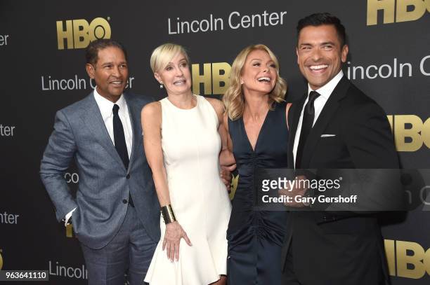 Bryant Gumbel, Hilary Quinlan, Kelly Ripa and Mark Consuelos attend the 2018 Lincoln Center American Songbook gala honoring HBO's Richard Plepler at...