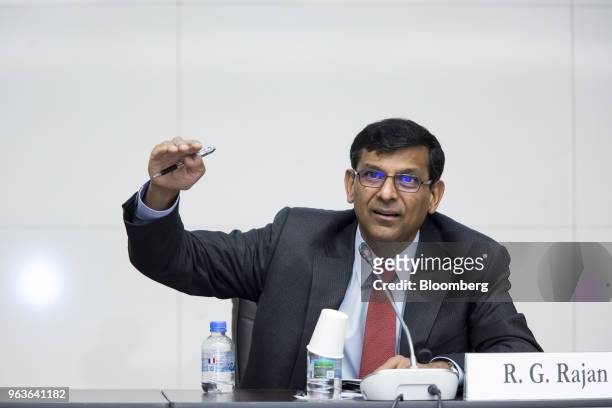 Raghuram Rajan, former governor of the Reserve Bank of India , speaks during a conference hosted by the Bank of Japan and the Institute for Monetary...
