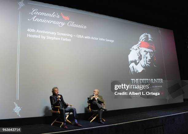 Actor John Savage answers questions from moderator Stephen Farber during the question and answer portion of the 40th Anniversary Screening Of "The...