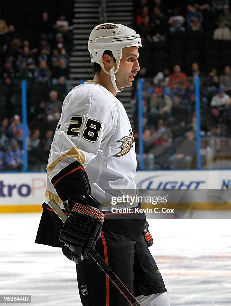 Kyle Chipchura of the Anaheim Ducks against the Atlanta Thrashers at Philips Arena on January 26, 2010 in Atlanta, Georgia.