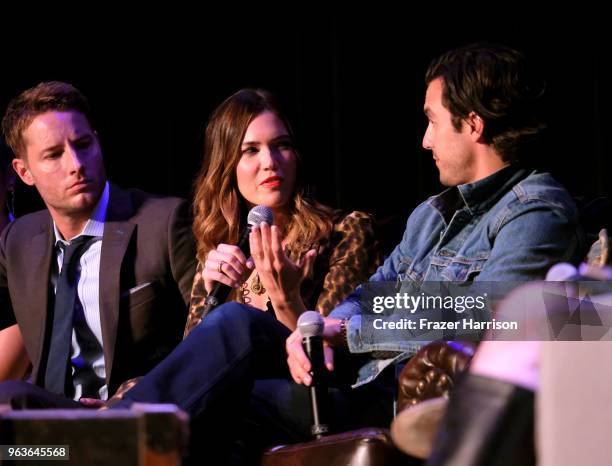 Justin Hartley, Mandy Moore, Milo Ventimiglia attend 20th Century Fox Television And NBC's "This Is Us" FYC Screening And Panel at The Theatre at Ace...