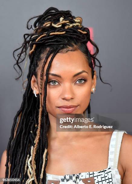 Actress Logan Browning attends Comediennes: In Conversation at Netflix FYSEE at Raleigh Studios on May 29, 2018 in Los Angeles, California.