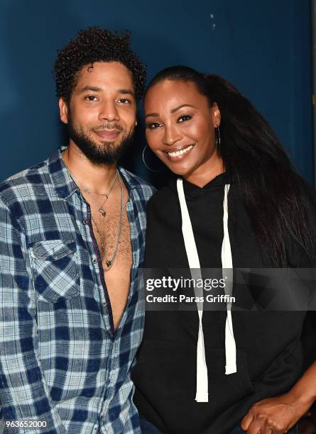 Jussie Smollett and Cynthia Bailey backstage during the "Sum of My Music" tour at The Masquerade on May 29, 2018 in Atlanta, Georgia.