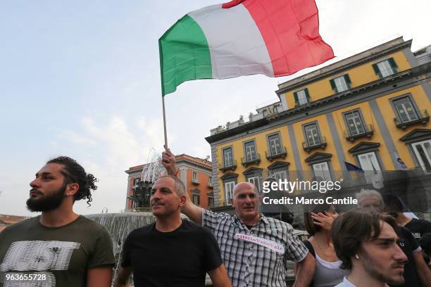 Supporters of the political Movement 5 Stars before the rally of the leader Luigi Di Maio.