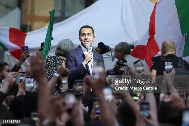 The political leader of the 5 Star Movement, Luigi Di Maio, during a meeting in Naples, after the failure of the formation of the Government.