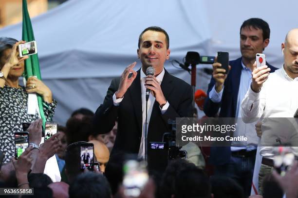 The political leader of the 5 Star Movement, Luigi Di Maio, during a meeting in Naples, after the failure of the formation of the Government.