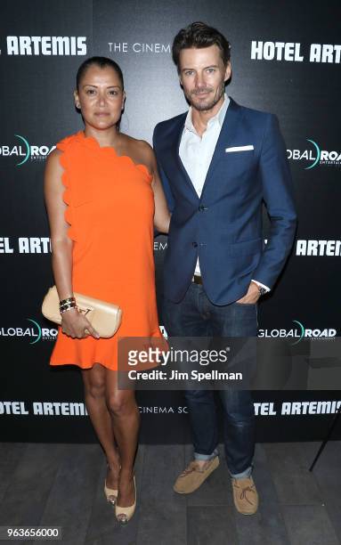 Keytt Lundqvist and Alex Lundqvist attend the screening of "Hotel Artemis" hosted by Global Road Entertainment with The Cinema Society at the Quad...